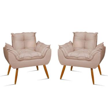 Imagem de Kit 2 Poltronas Cadeiras Decorativas Opala Sala Quarto Cor:bege