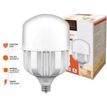 Imagem de Lâmpada Super Bulbo Led 100W Bivolt E40 Branca Fria 6500K - Black And