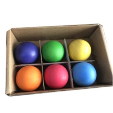 Imagem de Generic 6 peças 1.8 polegada montessori brinquedos bolas de madeira bebê agarrando superfície lisa contagem brinquedo para pista bola, arco-íris