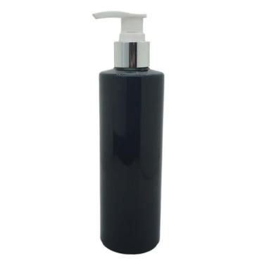Imagem de 1 frasco plástico vazio de loção de 250 ml dispensador de recipiente de xampu multiuso, reutilizável (preto-prata-branco, 250 ml)