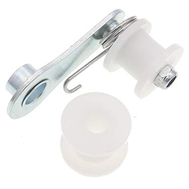 Imagem de LIEAOKES Deslizador de rolo de guia de tensão do tensor de corrente com suporte de polia mola de clipe de porca para mini bicicleta 50cc 70cc 110cc 125CC Dirt Pit (branca)