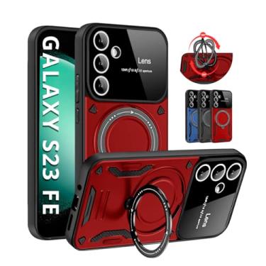 Imagem de Capa Capinha Case Armor Anel Magnetica Safe Para Galaxy S23 Fe 5G (Tela 6.4') + Anel Suporte + Proteção De Câmera + Carregamento Por Indução - Anti Impacto (Vermelho)