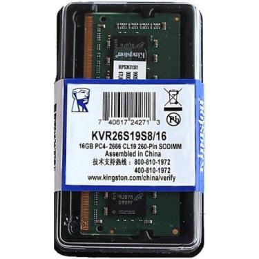 Imagem de Memoria 16gb P/ Notebook Kingston Ddr4 2666mhz Kvr26s19s8/16