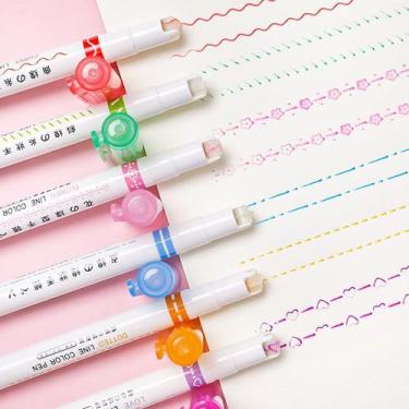 Imagem de Kit Estojo 6 Canetas Carimbos Roller - Caneta Carimbo Rolinho - Fofori
