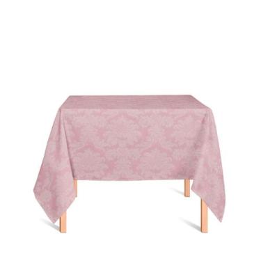 Imagem de Toalha de Mesa Quadrada em Tecido Jacquard Rosa Envelhecido Medalhão T