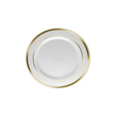 Imagem de Prato Descartável Sobremesa 19cm Gold Premium c/ 6un Silver Plastic