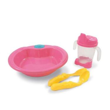 Imagem de Kit Alimentação 1 Prato 2 Colheres Copo Com Alça Infantil - Adoleta Be