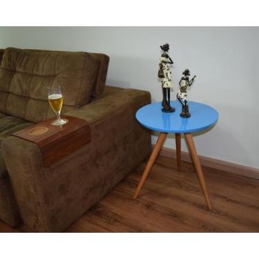 Imagem de Mesa Lateral Tampo Laqueado Para Sala Tampo 40 cm Tripé Pés Palito - l