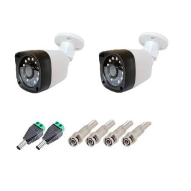 Imagem de kit 2 Câmera Bullet 4x1 Hd 720p Lente 2,8mm Infra 20 Metros + Conector