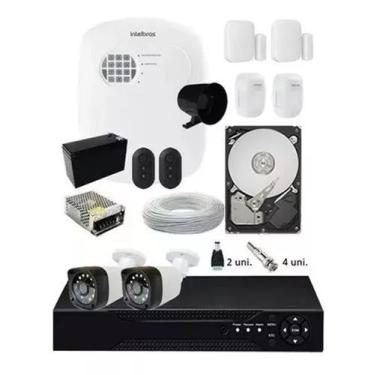 Imagem de Kit Alarme Residencial Sem Fio + Kit Câmeras Full Hd 1080p Infra - int