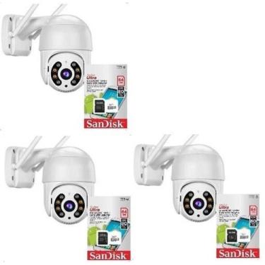 Imagem de Kit 3 Camera Ip Icsee Wifi + 3 Cartão De Memória Sd 64gb - smart