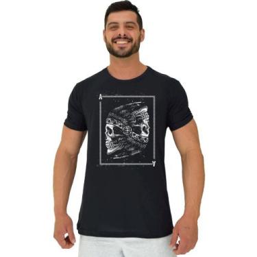 Imagem de Camiseta Tradicional Manga Curta MXD Conceito Caveira Indígena Cocar, 