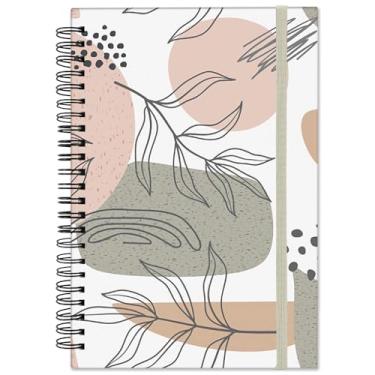 Imagem de Cabreche Caderno espiral, caderno espiral pautado de capa dura, tamanho A5 14 x 21 cm, papel grosso 80 g/m², 60 folhas 120 páginas, para meninas, mulheres, escola, estética, fofo, kawaii, folha marrom