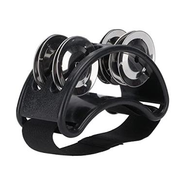 Imagem de Abanador de Pandeiro de pé, Instrumento Musical de Jingle de Metal Com Quatro Conjuntos de Sinos para Guitarra de Tambor Tocando Acompanhamento de Canto (Preto)