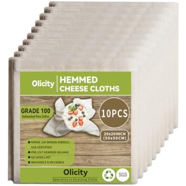 Imagem de Olicity Gaze a granel, 10 peças, grau 100, 50 x 50 cm, tecido de malha fina reutilizável, 100% algodão, rolo de gaze de musselina pré-cortado cru para coar, cozinhar, iogurte