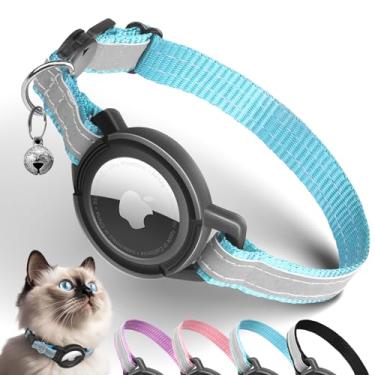 Imagem de Coleira para gatos AirTag, coleiras refletivas Odokele para gatos com suporte para Apple Air Tag para gatinhos, coleiras ajustáveis com fivela de liberação rápida de segurança para gatinhos e filhotes