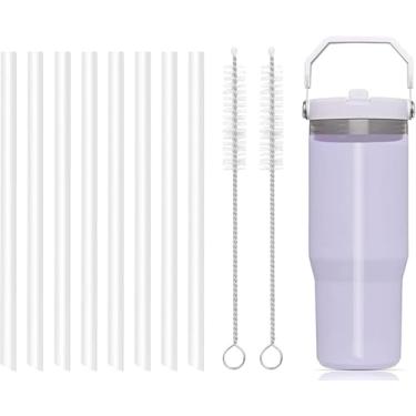 Imagem de Canudos de substituição compatíveis com Stanley IceFlow Flip Straw Tumbler de 850 g - O conjunto de acessórios inclui 8 canudos, 2 escovas