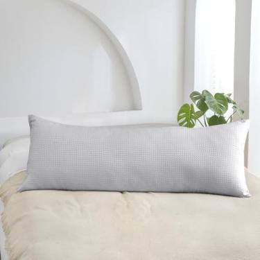 Imagem de Capa de travesseiro de corpo de trama waffle premium 50 x 60 fecho de zíper 100% algodão orgânico prata waffle weave fronhas corporais, ultramacias, aconchegantes e decorativas, 50 x 152 cm