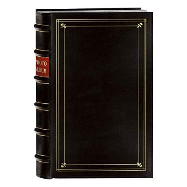 Imagem de Pioneer Photo Álbum de fotos encadernado com 204 bolsos para impressões de 10 x 15 cm, couro preto com detalhes dourados