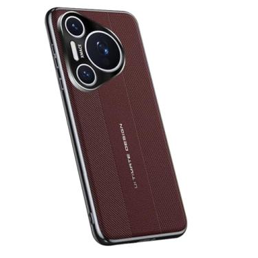 Imagem de LYJSMGZ Capa para Huawei Pura 70 Ultra/70 Pro/70 Pro+/70, Capa antiderrapante de couro revestido com proteção para câmera, fina, minimalista, antiqueda, vermelha, 70 Ultra