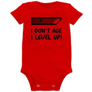 Imagem de Body Bebê I Don't Age, I Level Up - Foca na Moda, Vermelho, M