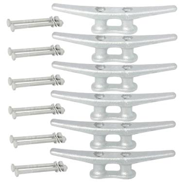 Imagem de VEITHI Prendedores de doca de 15 cm com fixador, grampo de barco de ferro fundido galvanizado a quente para doca, travas de barco de corda ideais para doca, decks, cais para amarrar barcos, decoração