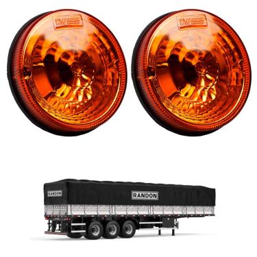 Imagem de 2 Lanternas Traseira Carreta Randon 125mm Âmbar Metalizada