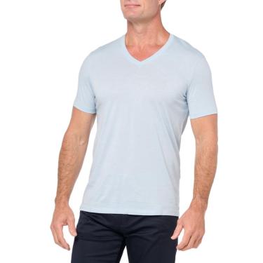 Imagem de Camiseta Armani Exchange Basic Pima com decote em V para homens - azul