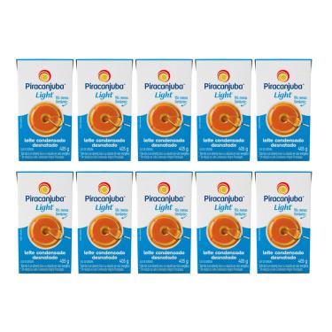 Imagem de Kit 10 Leite Condensado Desnatado Light 405g Piracanjuba