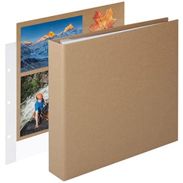 Imagem de 1DOT2 Álbum De Fotos Diy Com 3 Argolas E 10X10 Polegadas, Diário 30 Capas Plástico, 60 Páginas Capa Papel Kraft Para Bebês, Viagens, Casamentos, Aniversários, Crianças, Aventura (Amarelo)