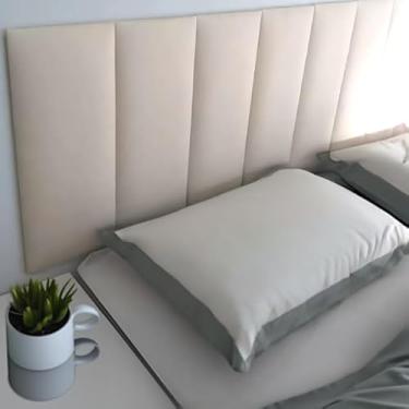 Imagem de Cabeceira Estofada Modular Cama Casal King 2,00mX45cm Módulos Adesivos (Branco)