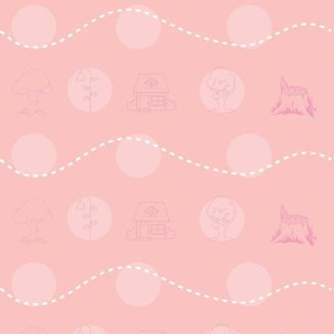 Imagem de Papel De Parede Arvore E Casa Fundo Rosa Quarto Infantil