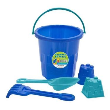 Imagem de Baldinho Praia Infantil Forminhas Pá E Rastelo Azul 526M - Paramount