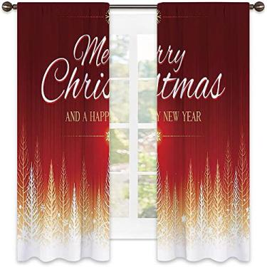 Imagem de Cortinas blackout para quarto de Natal, estampa de estilo natalino, cortinas blackout com absorção de som para sala de jantar/decoração de festa, L 106 x C 213 cm