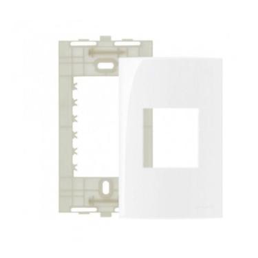 Imagem de Placa 4x2 2 Postos Juntos C/ Suporte Branco Sleek Margirius 16025