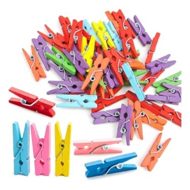 Imagem de Mini Grampo Pregador Prendedor Fotos 100 Unidades 2,5cm Natural ou Colorido Artesanato Lembrancinhas - Para Artesanato, Scrapbook, Embalagens e Organização - Newz (Colorido)