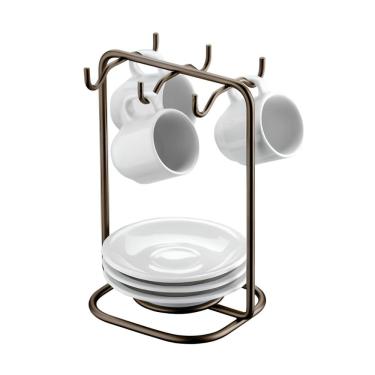 Imagem de Suporte Organizador Pires Xícaras Bancada Cozinha Cor Café - 1124CF Future