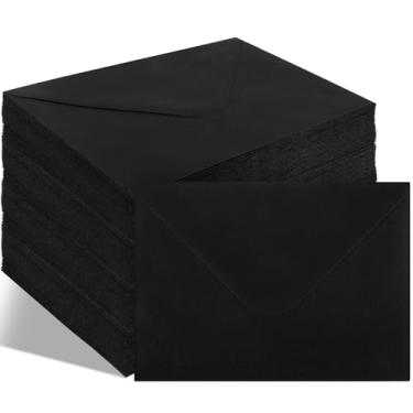 Imagem de Pacote com 200 envelopes pretos de 12 x 17 cm para convites, envelopes autoadesivos A7 com aba em V, ótimo para formatura, convite, chá de bebê, casamento e cartões de confirmação