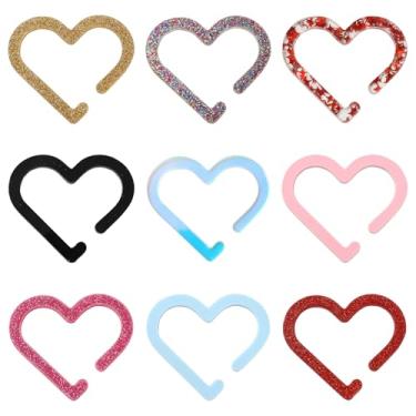 Imagem de LiQunSweet 18 peças 9 cores encantadores pingentes de taça de vinho em forma de coração doce amor acrílico etiqueta de bebida marcador de cálice para festa, casamento, aniversário, decoração de