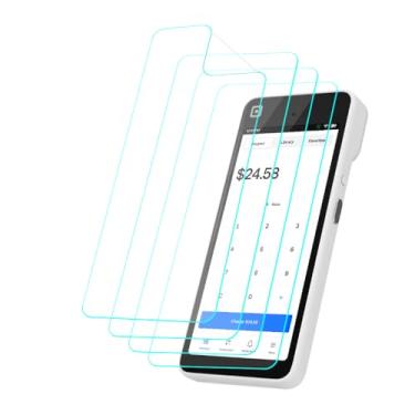 Imagem de Ranyi [Pacote com 4] Película protetora de tela macia quadrada portátil, transparente, cobertura total, antiarranhões, sem bolhas, película protetora de tela TPU macia compatível com máquina de cartão