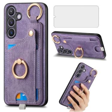 Imagem de Asuwish Capa de celular para Samsung Galaxy S24 Plus S24+ 5G carteira celular com protetor de tela de vidro temperado e suporte de anel fino para cartão de crédito S24plus 24S + S 24 24+ mulheres