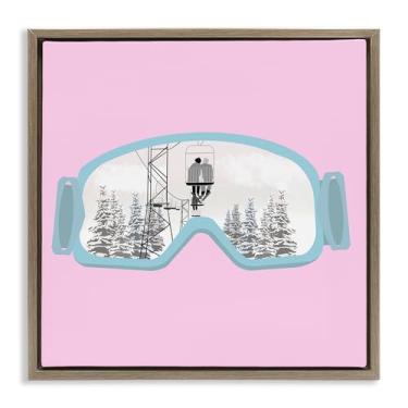 Imagem de Stupell Industries Winter Slopes Goggles Brown Framed Floater Canvas Wall Art Design por Ashley Singleton, 18 x 18