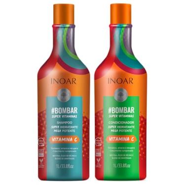 Imagem de Inoar, Kit #Bombar Super Vitaminas – Shampoo e Condicionador Para Crescimento Acelerado, Fortalecimento Capilar, Redução da Queda e Brilho Intenso, 2x1L