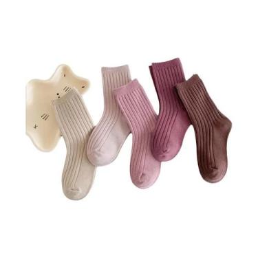 Imagem de Meias De Algodão Para Meninos E Meninas, 5 Pares, Respiráveis, Da Moda