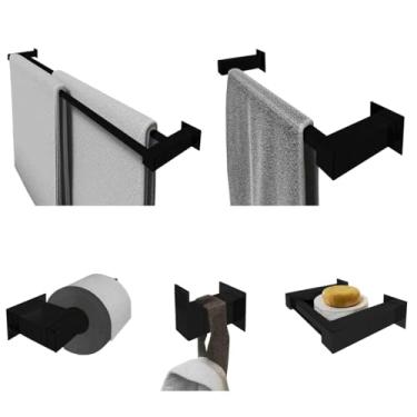 Imagem de Kit Acessórios Banheiro/lavabo [5 Peças] Aço Inox 304 Preto Fosco [Q5DPF]