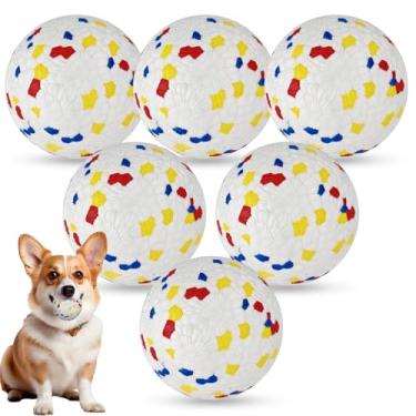 Imagem de Bolas de brinquedo para cães ETPU, brinquedos de mastigar duráveis para cães pequenos e médios, bolas de treinamento de busca interativas com textura colorida, pacote com 6 (pacote com 6 – 6 cm branco