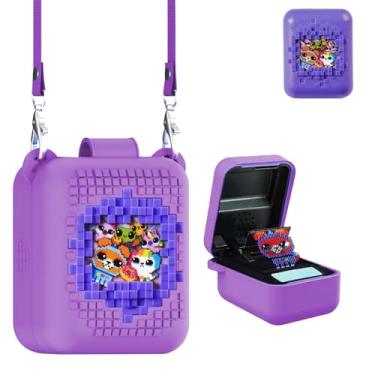 Imagem de Capa de silicone para animal de estimação digital de brinquedo interativo Bitzee, capa protetora para animais de estimação eletrônicos virtuais Bitzee, com cordão, proteção contra arranhões, roxa