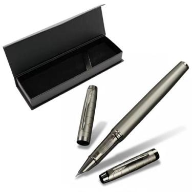 Imagem de CANETA TINTEIRO PENA FINA METAL VERDE ESCURO com caixa LUXO - LUYKE