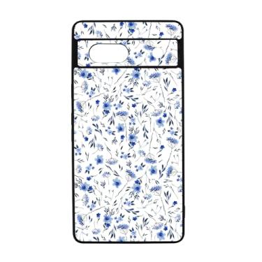 Imagem de qizjio Linda capa de telefone floral para Google Pixel 7A, capa de flor azul estética para meninas adolescentes mulheres crianças