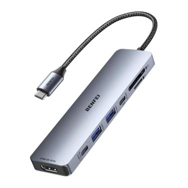 Imagem de Hub Usb C 7 em 1 Porta HDMI 4K60Hz Entrada Leitor Cartão SD/TF USB 3.0 Dados Docking Station 100W PD Cabo Silicone para MacBook Pro Air iPhone 15 Pro - 000395grey